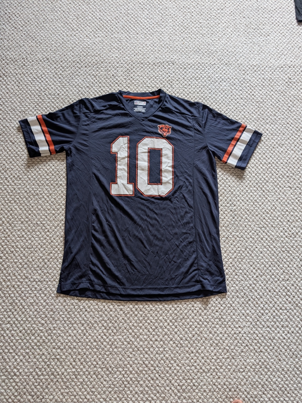 Men's Navy Blue Number 10 Football Jersey with Orange Trim